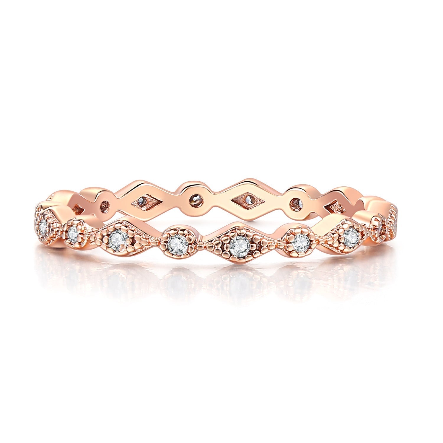 Women's Fashion Simple Inlaid Zircon Rose Gold Plated Ring