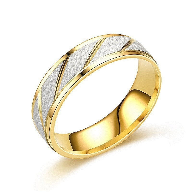 Popular Design 18K Gold Titanium Steel Couple Ring