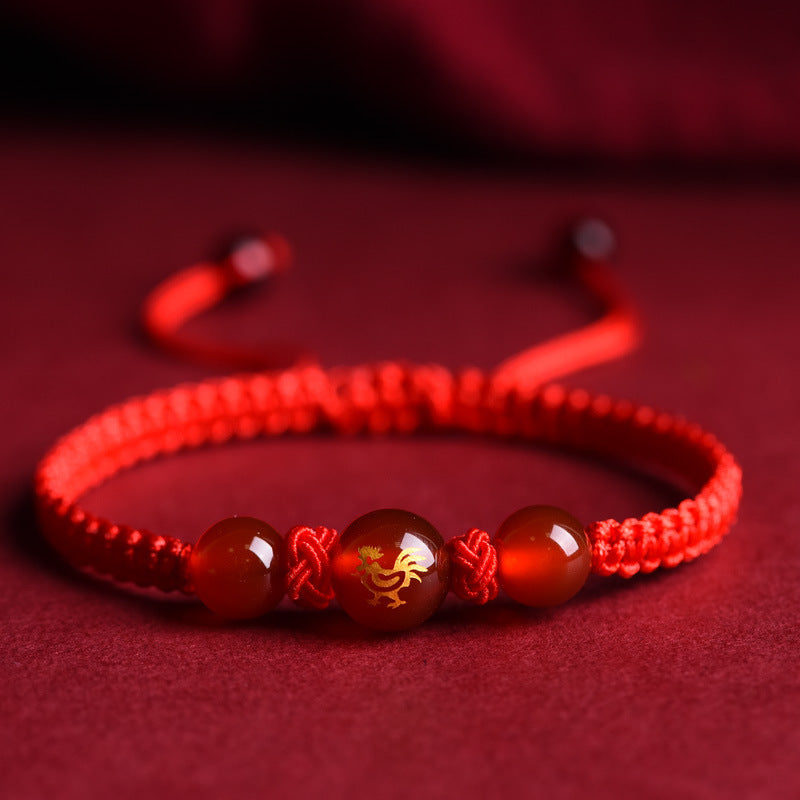 Zodiac Red Rope Bracelet Natural Red Agate