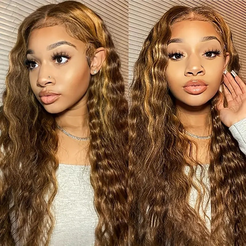 Lace Wig Medium Small Volume Highlight Gradient Long Curly Hair
