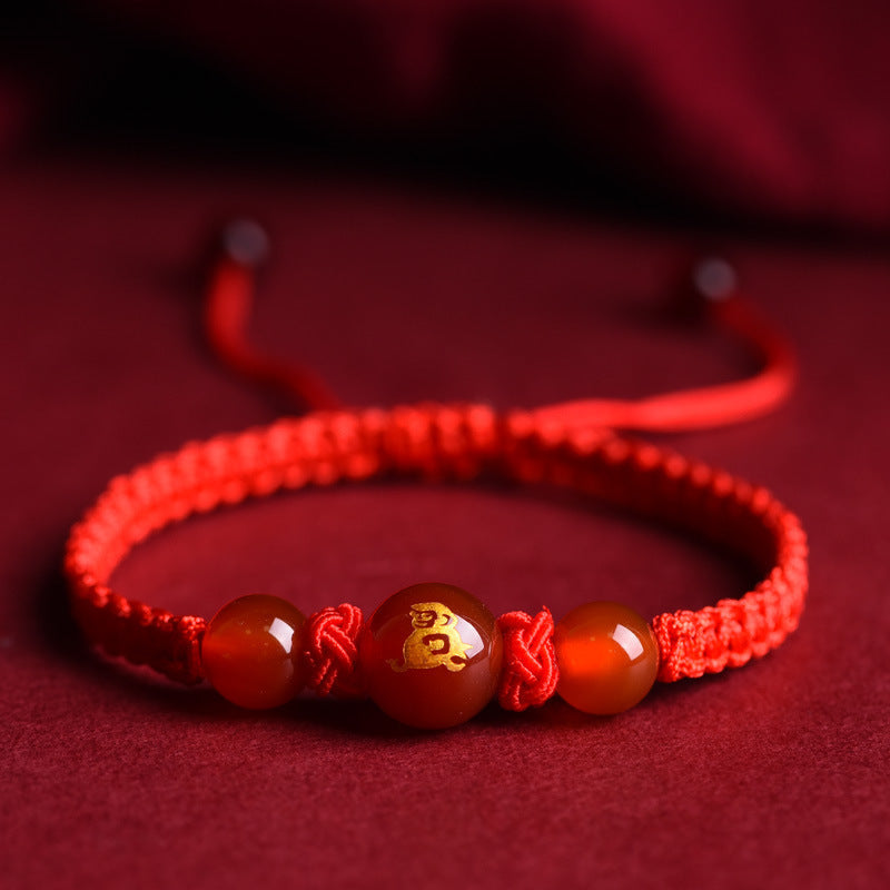 Zodiac Red Rope Bracelet Natural Red Agate