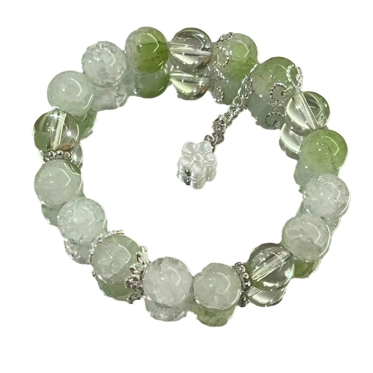 Women's Green Glass Flower Bracelet