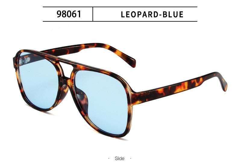 Retro Double Beam Ocean Lens Stylish Large Frame Sunglasses