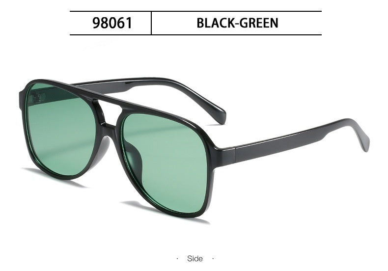 Retro Double Beam Ocean Lens Stylish Large Frame Sunglasses